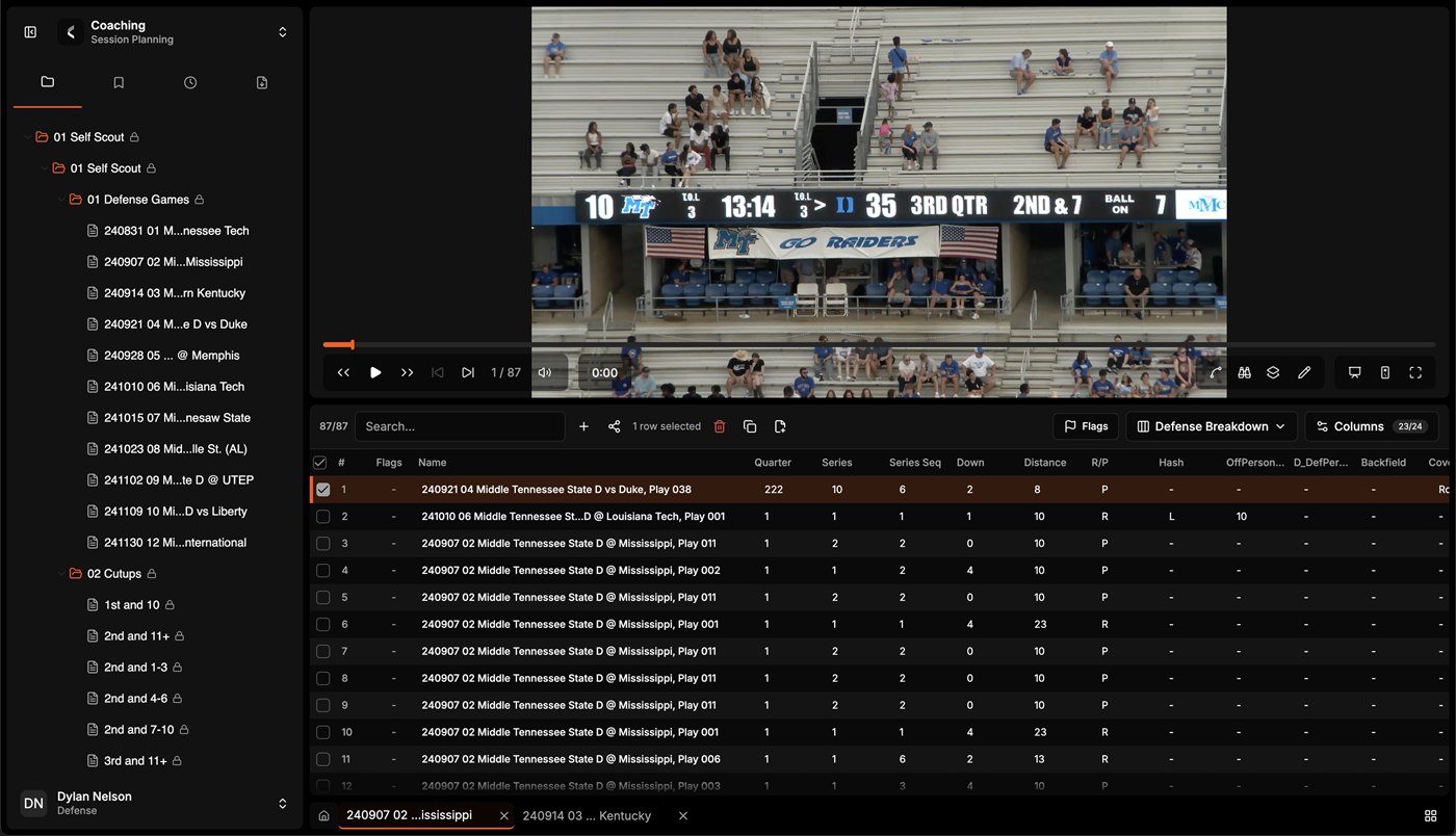Hub Pro after the overhaul: the same three regions rebuilt as rounded panels floating on a dark canvas with space between them, the sidebar headings replaced by a compact row of icon tabs, and the tab bar reduced to two.