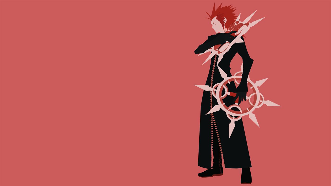 Minimalist vector fan art of Axel from Kingdom Hearts, holding his chakrams.