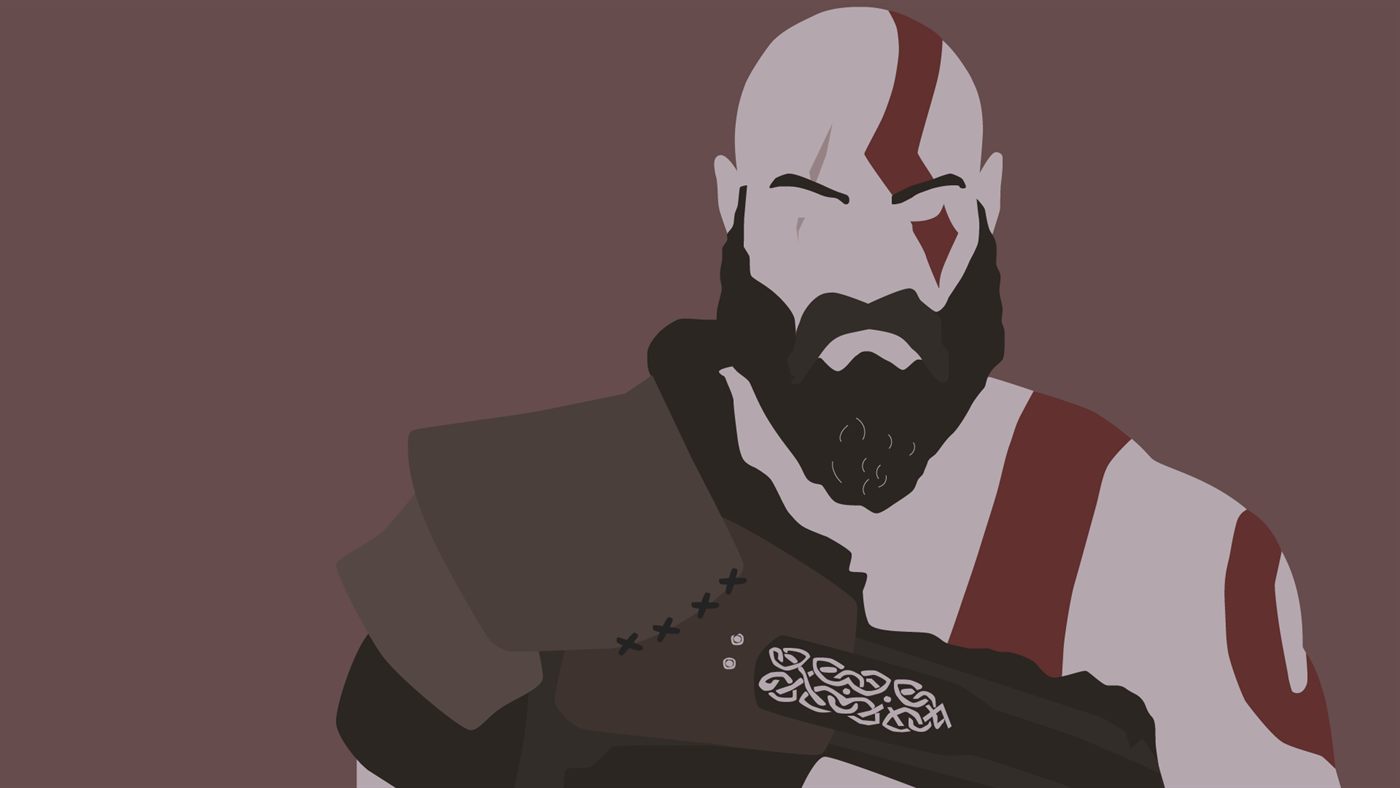 Vector fan art portrait of Kratos from God of War.